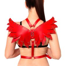 Женская портупея из искусственной кожи красная Art of Sex Wings размеры XS-M
