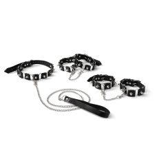 Бондажний набір із шипами для фіксації тіла зі штучної шкіри чорний Art of Sex Cassandra