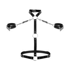 Женская портупея с наручниками из натуральной кожи черная Art of Sex Ursula размеры XS-2XL