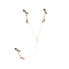 Зажимы для сосков и клитора с клубничками золотистого цвета Art of Sex Strawberry