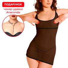 Сексуальна сукня ззаду з вирізом на шнурівці із сітки чорна Art of Sex Sharlotte розміри L-2XL