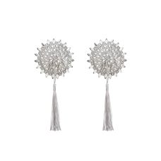 Пестис на соски з камінчиками сріблястий Obsessive Mistiqua розмір One Size