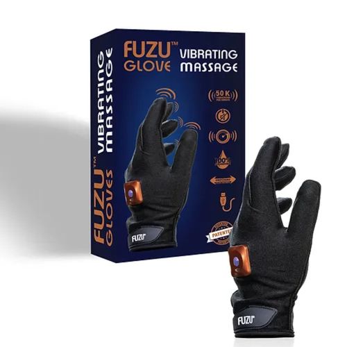 Віброрукавичка ліва чорна FUZU Gloves Vibrating Massage Left Hand 11 режимів