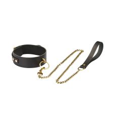 Широкий нашийник із повідцем чорного кольору Liebe Seele Samurai Collar and Leash