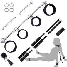БДСМ набор с распоркой для фиксации тела черного цвета LOCKINK YEAHWOW Door Swing & Leg Spreader 