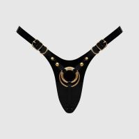 Трусики для страпона глянцевые черного цвета Strap-On-Me Leatherette Harness Fabulous размер One Size 