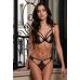 Эротический женский комплект белья с кружевными вставками черного цвета Passion ANUVERA SET размер L