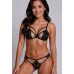 Эротический женский комплект белья с кружевными вставками черного цвета Passion ANUVERA SET размер S
