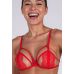 Эротический женский комплект белья с кружевными вставками красного цвета Passion ANUVERA SET  fire brick размер M
