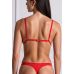 Еротичний жіночий комплект білизни з мереживними вставками червоного кольору Passion ANUVERA SET fire brick розмір S
