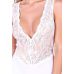 Боді з вирізом на спині та з мереживом білого кольору Passion EVALIE BODY модель M
