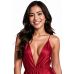 Боди с глубоким V-образным вырезом в зоне декольте бордового цвета Passion SENSIE BODY размер S