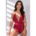 Боди с глубоким V-образным вырезом в зоне декольте бордового цвета Passion SENSIE BODY размер XL