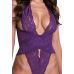 Боди с глубоким декольте и открытой спиной кружевной фиолетового цвета Passion VELMORE BODY размер L