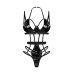 Боди с эротическими полосками черный Obsessive Keira Lise teddy размеры S/M