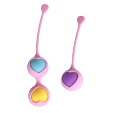 Вагінальні кульки рожевого кольору з різнокольоровими кульками Wooomy Love Pearls 2 штуки