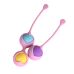 Вагінальні кульки рожевого кольору з різнокольоровими кульками Wooomy Love Pearls 2 штуки