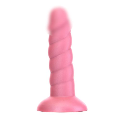 Фалоімітатор ребристий на присосці рожевий Addiction Unicorn Dildo 5.5” та віброкуля у подарунок