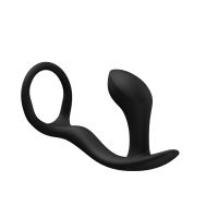 Массажер простаты с эрекционным кольцом из упругого бархатистого силикона черный Fun Factory Bootie Ring 