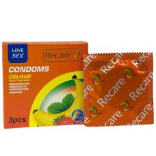 Презервативы ароматы мята банан клубника Recare Color Fruit Flavour Condoms 3 штуки