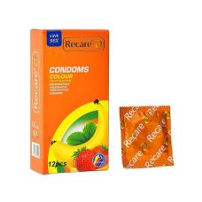 Презервативы ароматы мята банан клубника Recare Color Fruit Flavour Condoms 12 штук