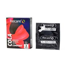 Презервативы с пупырышками и ребрами аромат Кола Recare Cola Dotted&Ribbed Condoms Holographic 3 штуки