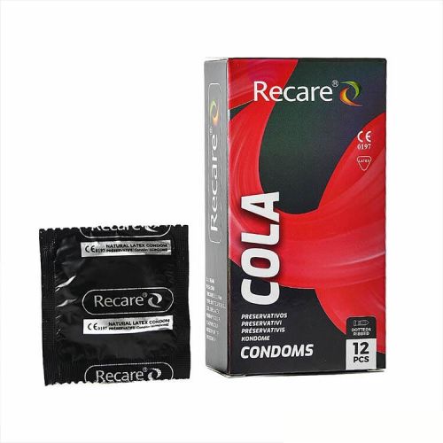 Презервативи з пухирцями та ребрами аромат Кола Recare Cola Dotted&Ribbed Condoms Holographic 12 штук