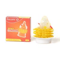 Презерватив прозрачный с усиками и шипами Recare Spike Condom Orange
