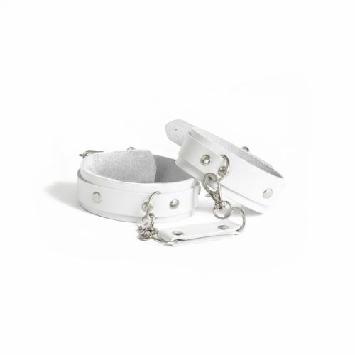 Наручники із натуральної шкіри колір білий Art of Sex Eva