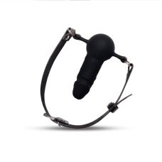 Кляп в рот силиконовый с фаллоимитатором натуральная кожа черный Art of Sex Phallus