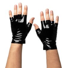 Лакированные мужские перчатки без пальцев цвет черный Art of Sex Jeyson размер M