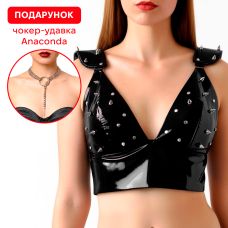 Лакований вініловий топ з чорними шипами Art of Sex Mistress розмір M