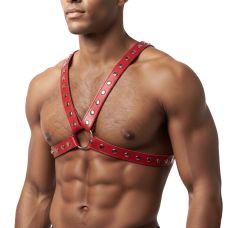 Мужская портупея исскуственная кожа цвет красный Art of Sex Spartacus размер XS-M