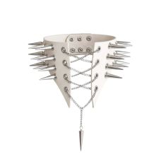 Чокер комір з шипами натуральна шкіра колір білий Art of Sex Ariadne розміри XS-M