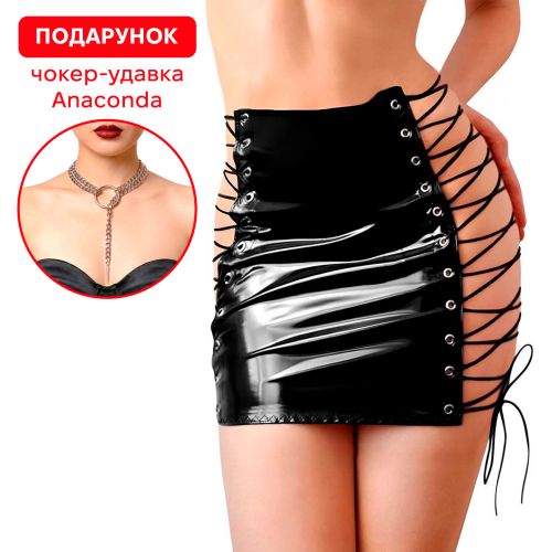 Лакированная юбка на шнуровке цвет черный Art of Sex Molly размеры L-2XL