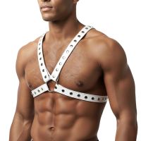 Мужская портупея искусственная кожа цвет белый Art of Sex Spartacus размеры L-2XL