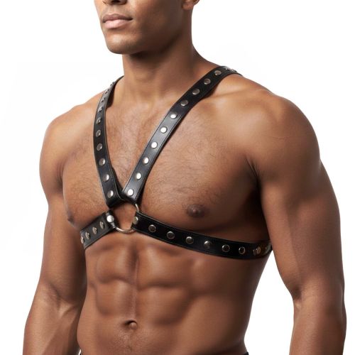 Мужская портупея искусственная кожа цвет черный Art of Sex Spartacus размеры L-2XL