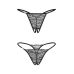 Набор трусиков стрингов с доступом с узорами черного цвета Obsessive Bianca 2-pack crotchless thong размеры L/XL 2 штуки