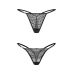 Набір трусиків стрінгів з візерунками чорного кольору Obsessive Clara 2-pack thong розміри 2XL/3XL