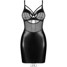 Еротична сорочка та стрінги чорного кольору Obsessive Dominna chemise & thong розміри L/XL