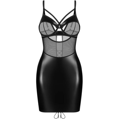 Эротическая сорочка и стринги черного цвета Obsessive Dominna chemise & thong размеры 2XL/3XL