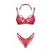 Эротический комплект с открытым доступом кружевной красный Obsessive Matildea 2-pcs crotchless set размеры S/M