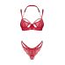 Эротический комплект с открытым доступом кружевной красный Obsessive Matildea 2-pcs crotchless set размеры 2XL/3XL
