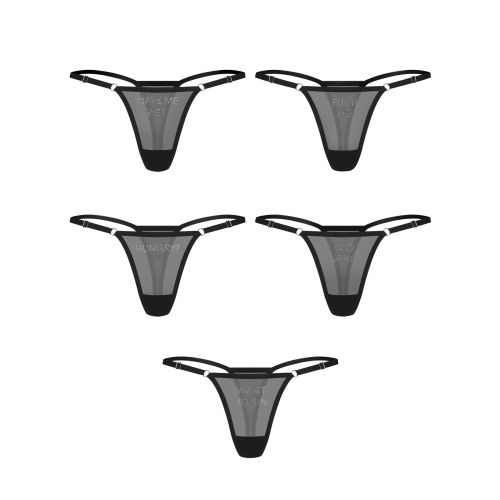 Набір трусиків з чорними написами Obsessive Violami 5-pack thong розміри S/M 5 штук