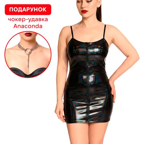 Лакована сукня колір чорний з ефектом голограми Art of Sex Demeter розмір XL