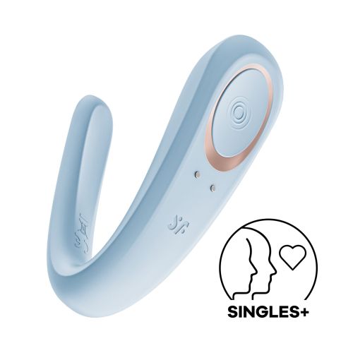 Вібратор для пар блакитного кольору Satisfyer Double Classic Light Blue з одним двигуном