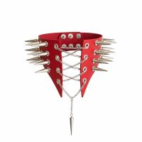 Чокер воротник с шипами натуральная кожа цвет красный Art of Sex Ariadne размеры L-2XL