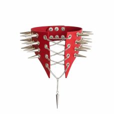 Чокер воротник с шипами натуральная кожа цвет красный Art of Sex Ariadne размеры L-2XL