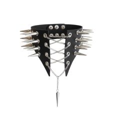 Чокер воротник с шипами натуральная кожа цвет черный Art of Sex Ariadne размеры L-2XL