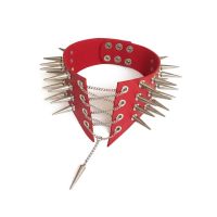 Чокер комір з шипами екошкіра колір червоний Art of Sex Ariadne розміри XS-M